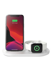 belkin Boost Charge 3-In-1 Wireless Charger For Fast QI Certified And QI Enabled Devices White
