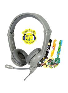 BuddyPhones Galaxy Gaming Kids Headphones With Mic For PS4/PS5/XOne/XSeries/NSwitch/PC Grey