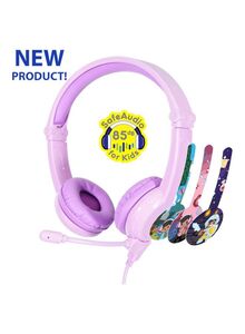 BuddyPhones Galaxy Gaming Kids Headphones With Mic For PS4/PS5/XOne/XSeries/NSwitch/PC Purple
