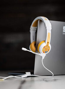 BuddyPhones School Plus Kids Headphones With High Performance Beam Mic Yellow/White