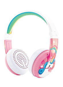 BuddyPhones Wave Bluetooth Kids Headphones Waterproof Unicorn Pink