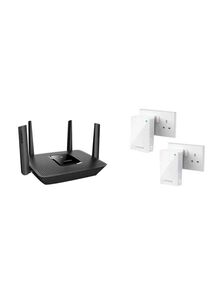 LINKSYS Tri-Band Mesh WiFi Router And 2 Velop Plug-In Nodes Bundle White/Black