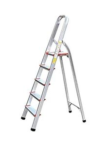 Generic 6-Step Folding Heavy Duty Ladder Silver 170x97x48cm