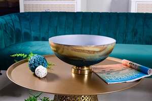 Pan Home Xander Decor Glass Bowl Gold 36x36x17cm