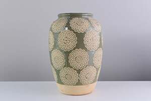 Pan Home Rata Handmade Pattern Vase Green D22x32cm