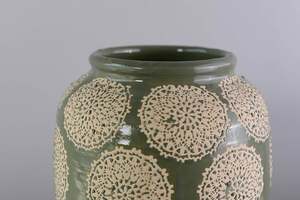 Pan Home Rata Handmade Pattern Vase Green D22x32cm
