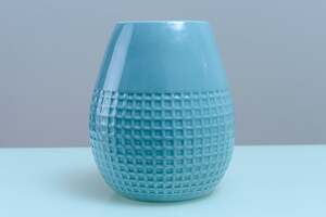 Pan Home Dolomite Vase W/texture Light Blue D22x26cm