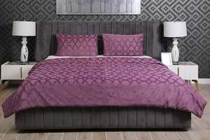 Pan Home Queen 3pcs Velvet Quilt Set Purple 220x220cm