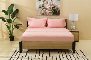 Pan Home Classic Fitted Sheet 200tc Pink 180x210+30cm