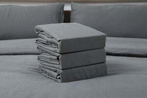 Pan Home Belgian Flax Linen S/3 Duvet Cover Charcoal 230x220cm