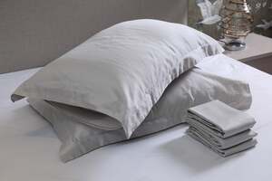 Pan Home Ritzy Organic Cotton Sateen S/2 Pillow Case Silver 50x75cm