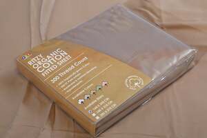 Pan Home Ritzy Organic Cotton Sateen Fitted Sheet Linen 160x205+30cm