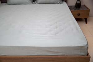 Pan Home Ritzy Organic Cotton Sateen Fitted Sheet Green 180x210+30cm
