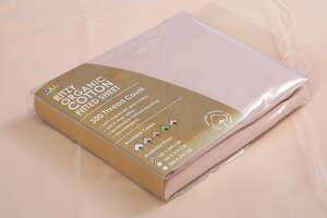 Pan Home Ritzy Organic Cotton Sateen Fitted Sheet Blush 200x210+30cm