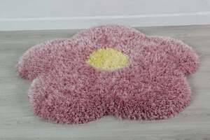 Pan Home Flower Shaggy Rug Purple D100cm