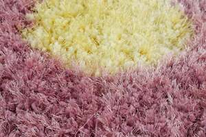 Pan Home Flower Shaggy Rug Purple D100cm