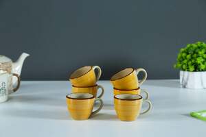 Pan Home S/6 Stoneware Espresso Cup Yellow