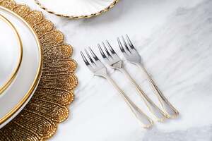 Pan Home Exquisite S/3 Cake Fork Silver and Gold