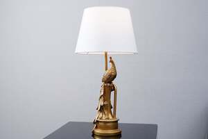 Pan Home Peacock Table Lamp Gold and White D25x48cm