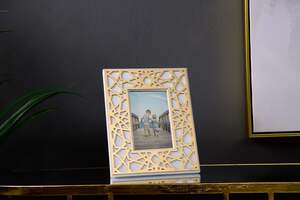 Pan Home Mashrabiya Photo Frame 4x6 Inch White/gold