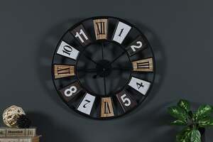 Pan Home Dart Wall Clock D50cm-black and Brown