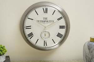 Pan Home Tristan Wall Clock Silver D48cm