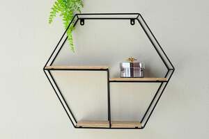 Pan Home Dranad Hexagon Metal Shelf Natural 48x10x42cm