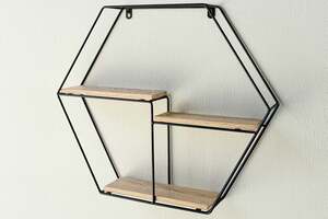 Pan Home Dranad Hexagon Metal Shelf Natural 48x10x42cm