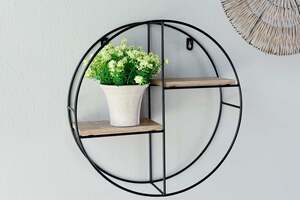 Pan Home Dranad Round Metal Shelf Natural D37x10cm