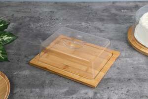 Pan Home Bamboo Rectangle Cheese Dome Natural 25x20x8cm