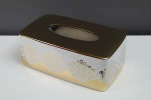 Pan Home Alysa Tissue Box Cover Gold 27x16x10cm