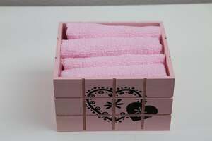 Pan Home Heart 4pcs Towel In Basket Pink 14x13x8cm