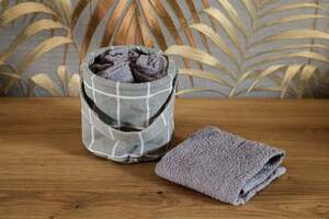 Pan Home Jeanna 4pcs Towel In Basket Grey D11x10cm