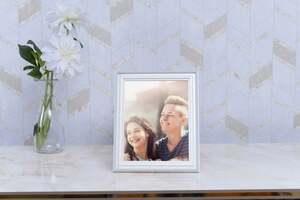 Pan Home Diamond Photo Frame 8x10 Inch Cream/blue