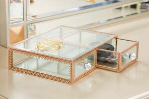 Pan Home Loana 2-drawer Cosmetic Organizer Gold 25x19x6cm