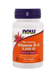 Now Foods High Potency Vitamin D-3 5000 IU Dietary Supplement -120 Softgels