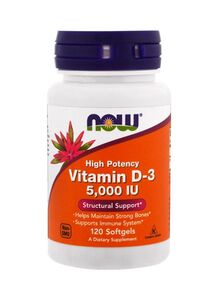 Now Foods Vitamin D-3 5,000 IU, High Potency, Structural Support -120 Softgels