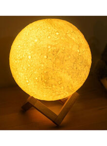 Generic 3D Printed LED Moon Lamp White/Yellow 13centimeter