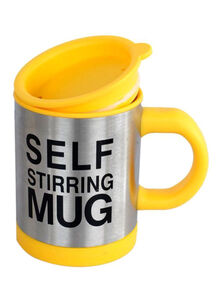 Generic Self Stirring Coffee Mug Yellow/Silver/Black 8.8x11.9centimeter