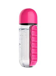 asobu Water Bottle With Pill Organizer Clear/Pink 680ml