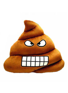 Generic Poop Face Emoji Plush Pillow Brown 32centimeter