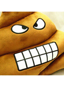 Generic Poop Face Emoji Plush Pillow Brown 32centimeter