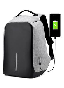 Generic Anti Theft Waterproof Backpack With USB Charging Port Grey/Balck
