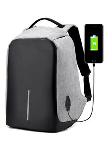 Generic Anti Theft Laptop Backpack With USB Charger Port Grey/Black