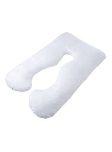 Generic U-Shaped Comfortable Full Body Pregnancy Bed Pillow Cotton White