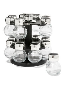 Generic 16-Piece Spice Rack Set Black/Clear/Silver standard