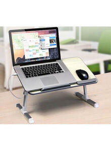 Generic Laptop Table With Cooling Fan Brown/ Silver