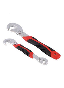 LESHP 2-Piece Adjustable Quick Snap And Grip Wrench Set Black/Red 9-32millimeter