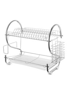 Generic 2-Tier Dish Rack With Drain Board Silver