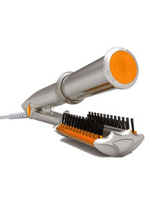 Generic Zizo Hair Iron With Rotating Brush Orange/Grey